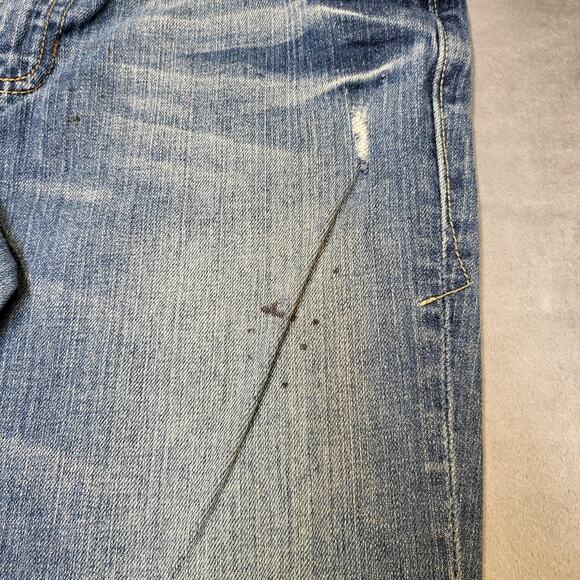 Old Navy Jeans Womens 8 Blue Flare Low Rise Distressed Stretch Paint Splatter - Picture 5 of 12